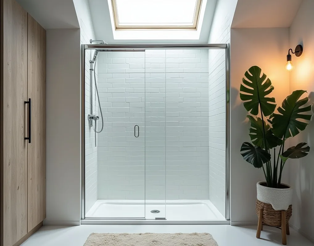 Modern German bathroom with frameless steam cabin